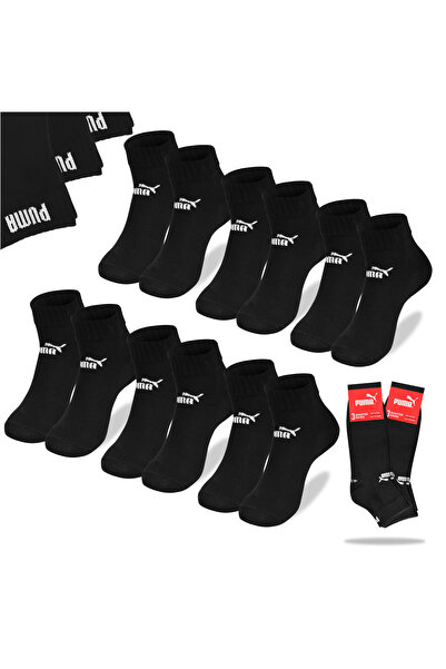 Puma Men's 3/4 Cotton Socks, Puma, Logo, Black, set of 6 pairs.