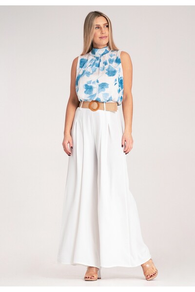 Figl Women's culottes - Belted pants - White pants M1160 r. Universal