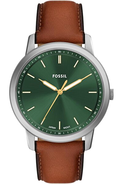 Fossil Minimalist Three-Hand Brown Leather Watch