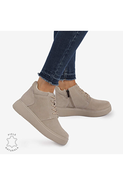 ANGEL BLUE WOMEN'S boots made of NATURAL LEATHER suede CRL0911 Beige