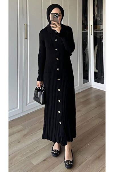 alenmoda Endam Buttoned Dress Burgundy