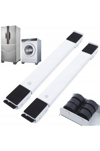 Trendoro Set 2 suporți reglabili cu roți, 46–71 cm – Pentru mutat mobilă și electrocasnice, max. 200 kg, alb