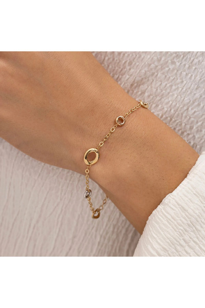 NİSERAJEWELLERY Üç Renk Hallow Tasarım Altın Bileklik