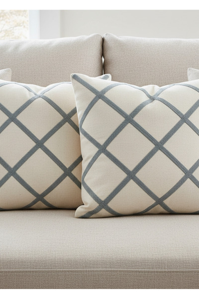 Destiva Home Κάλυμμα μαξιλαριού με γραμμικό σχέδιο με λεπτομέρεια Punch (2 τεμάχια) (42x42 cm)