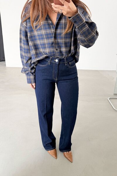 Özge Özgenç Blugi cu tăietură dreaptă cu talie înaltă