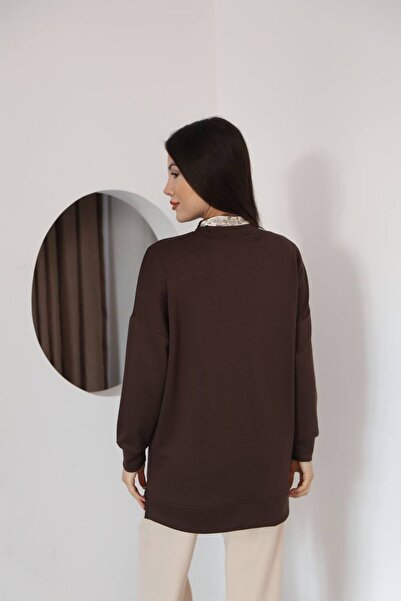 QBZ Fularli Oversize Modal Sweatshirt Tunic