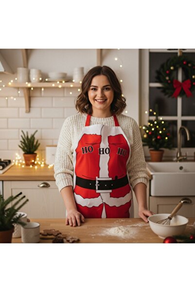 OEM Kitchen apron for cooking or baking, Santa Claus pattern, practical, polyester, 70 x 50 cm, 6220-13