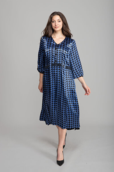 GUMANIZE Women's Plus Size Patterned Midi Dress