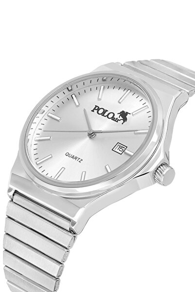 Poloair Hasır Metal Kordon Takvimli Erkek Kol Saati Gümüş Renk PL-7041E3x