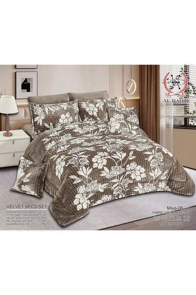 HOURS Mari Royal Winter Double Bedspread Set, 8 Pieces, Elegant Velvet Design