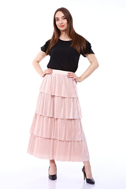 Asees Glittery Pleated 4-Layer Elastic Skirt