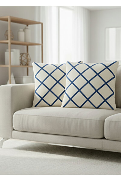 Destiva Home Κάλυμμα μαξιλαριού με γραμμικό σχέδιο με λεπτομέρεια Punch (2 τεμάχια) (42x42 cm)