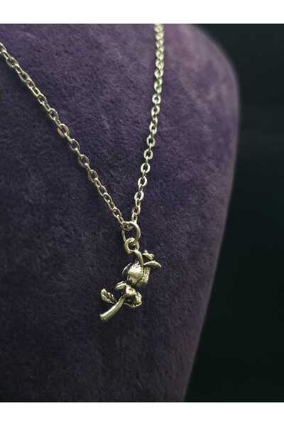 sarıyer silver Rose Flower Figured Steel Women's Necklace Rose Pendant Vintage Daily Use