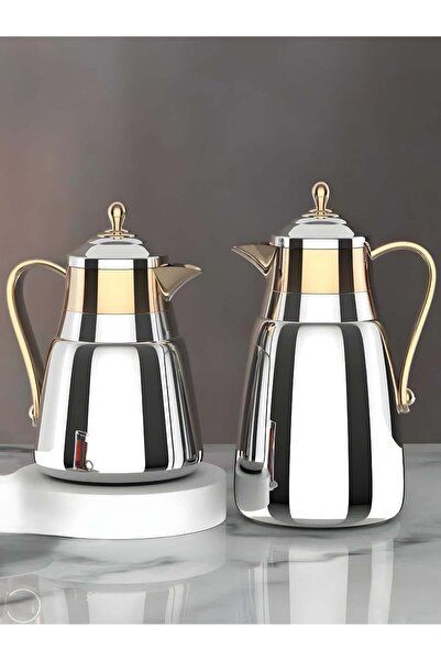 REFAN Luxury Dallah Set – Elegant Metallic Design, 1.0 L and 0.5 L