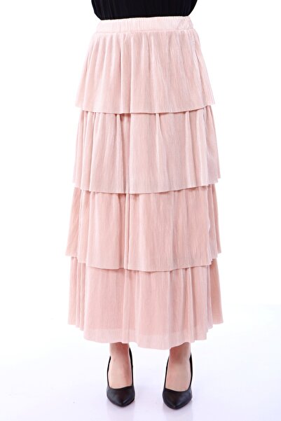 Asees Glittery Pleated 4-Layer Elastic Skirt