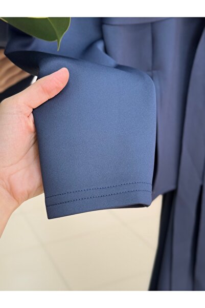 MİHRA STORE Filiana Tie-Up Skuba Skirted Suit-Mt8577 Navy Blue