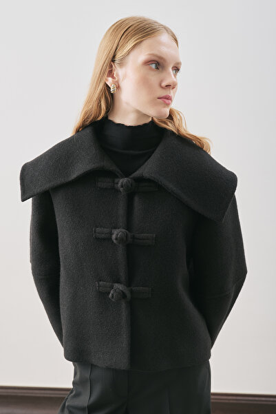 Manuka ISABEL КЪС ВЪЛНЕН ПАЛТО ЧЕРЕН