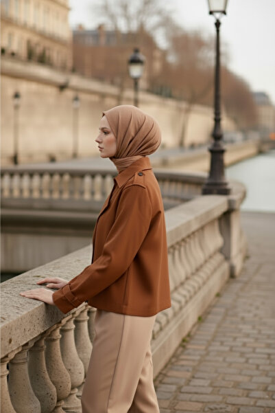 Zeneva Collection Trench scurt pentru femei, 100% bumbac, căptușit cu gabardină, supradimensionat, croială largă, 1122-TES