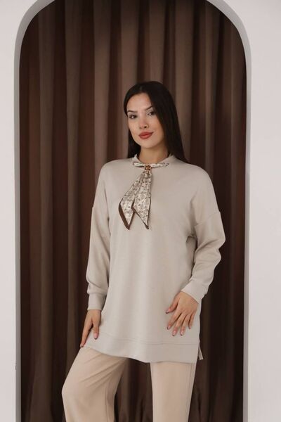 QBZ Fularli Oversize Modal Sweatshirt Tunic