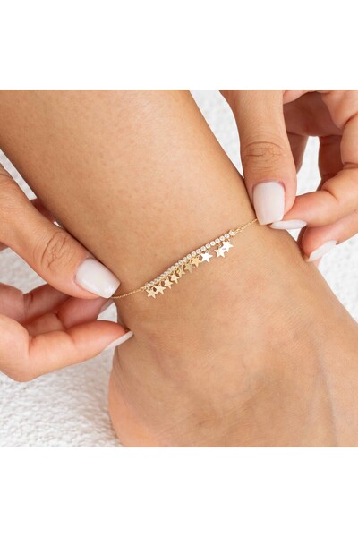 NİSERAJEWELLERY Yıldızlı Minimal Altın Halhal