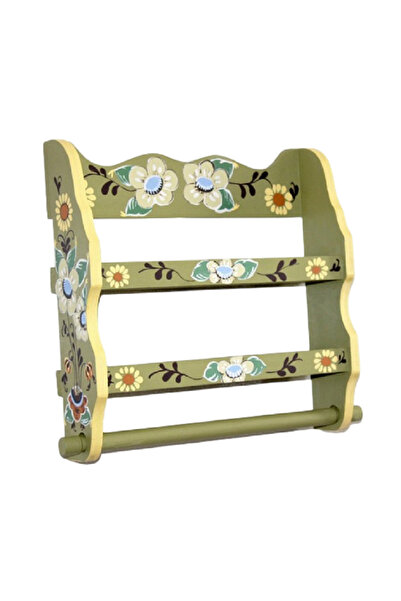 Decoratiuni Vintage Casa Retro Suport din lemn pentru prosop si condimente, multicolor, pictat manual, 33 x 33 cm