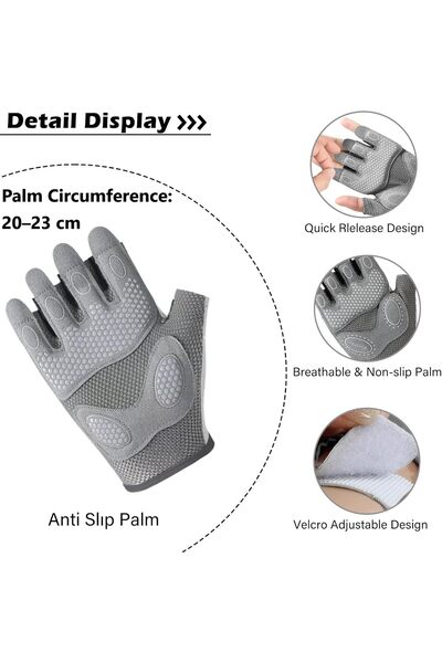 SKY TOUCH SKY-TOUCH Gym Gloves for Men & Women — Weightlifting, Breathable, Non-Slip (Grey, L)