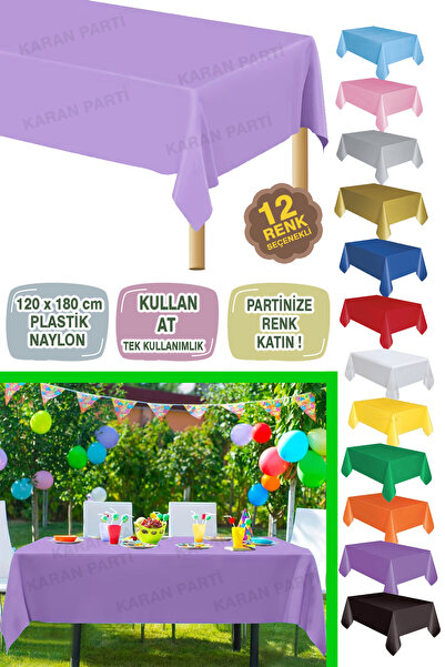 karanca parti süs Mor Renk Plastik Masa Örtüsü 120x180 cm Doğumgünü Parti Kut...