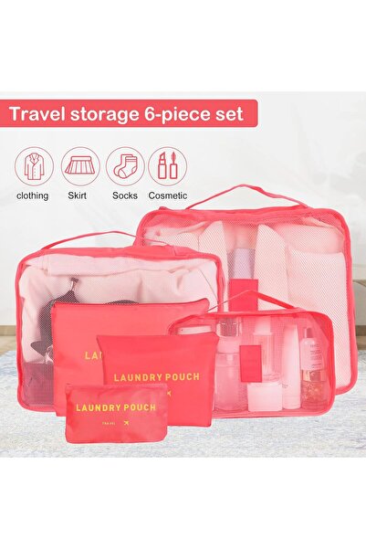SKY TOUCH SKY-TOUCH 6-Piece Travel Luggage Organizer Set, Watermelon Red
