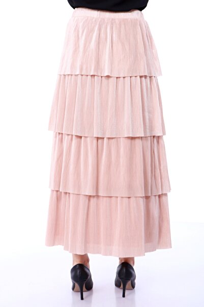 Asees Glittery Pleated 4-Layer Elastic Skirt