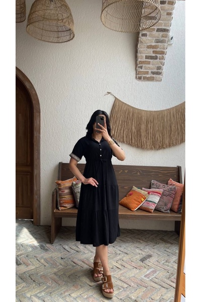 MY GRS KOL MANŞETLERİ ŞERİTLİ ELBİSE