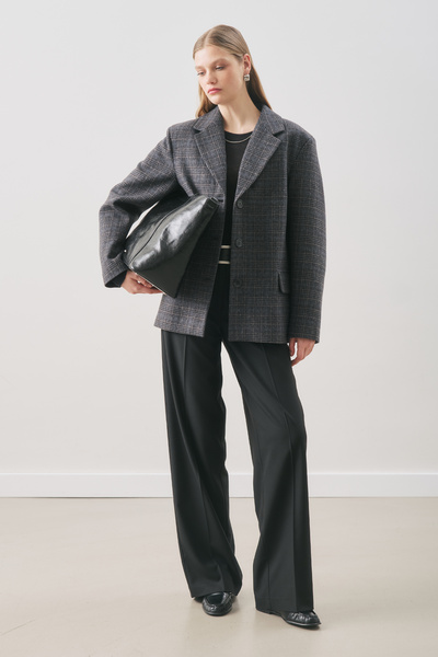 Manuka Norris Wool Blazer Jacket Gray Check