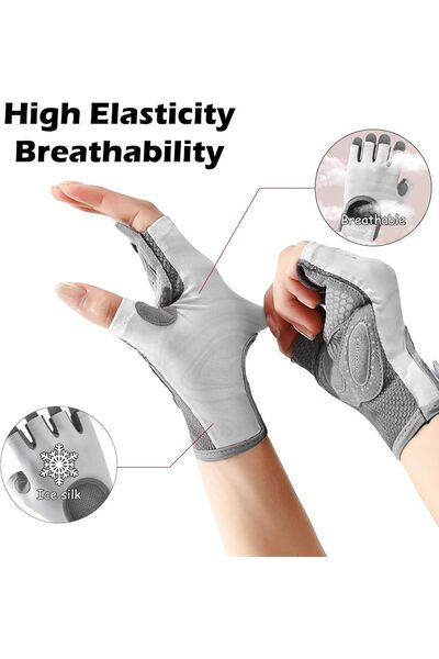 SKY TOUCH SKY-TOUCH Gym Gloves for Men & Women — Weightlifting, Breathable, Non-Slip (Grey, L)