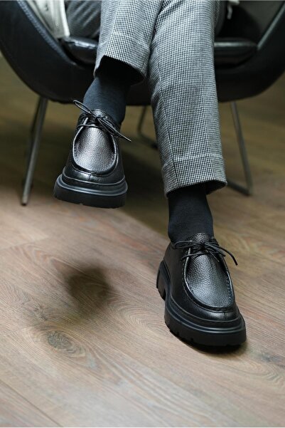 TETRİ 0624 Alviso Longo Genuine Leather Handmade Men's Black Casual Shoes