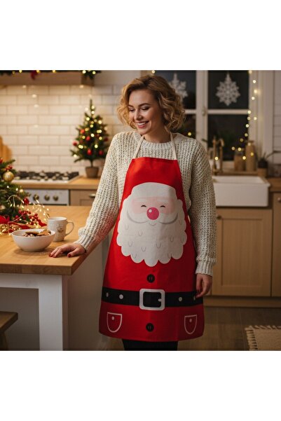 OEM Kitchen apron for cooking or baking, Santa Claus pattern, practical, polyester, 71 x 57 cm, MOS1-1