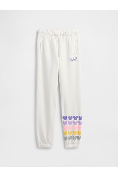 GAP Kız Çocuk Beyaz Relaxed Logo Jogger Eşofman Altı