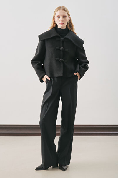 Manuka ISABEL КЪС ВЪЛНЕН ПАЛТО ЧЕРЕН