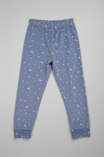 MARKAPIA WOMAN Boy's Soft Velvet Textured Blue Pajama Bottoms