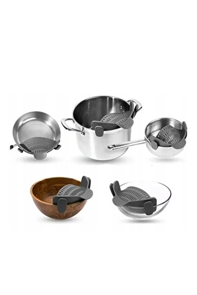 zola Silicone strainer for pot with clip attachment, 23 x 11 cm, gray