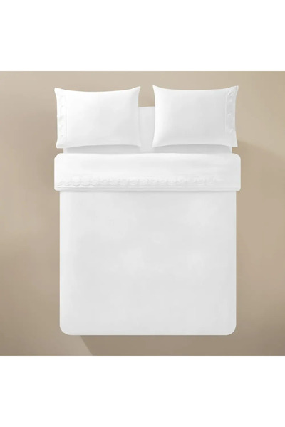 Penelope 100% Cotton 200 Tc Duvet Cover Set 240X220 cm White - Alba Series
