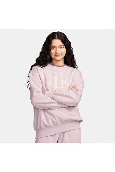 Nike Phoenix Fleece Sportswear Kadın Pembe Oversize Kesim Sweatshirt