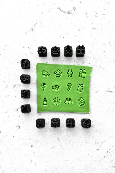 WE3D New Year's Love - Miniature Stamp (Set 1) Polymer Clay Ceramic Plasticine Stamp Set - 1cm