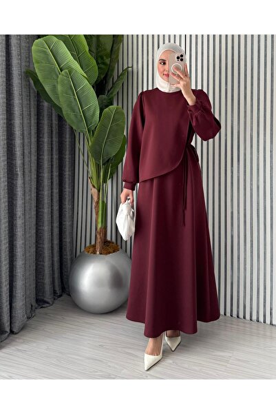 Molly Nelly Γυναικείο μακρύ φόρεμα σκουμπά με λεπτομέρεια σάλι με γιακά