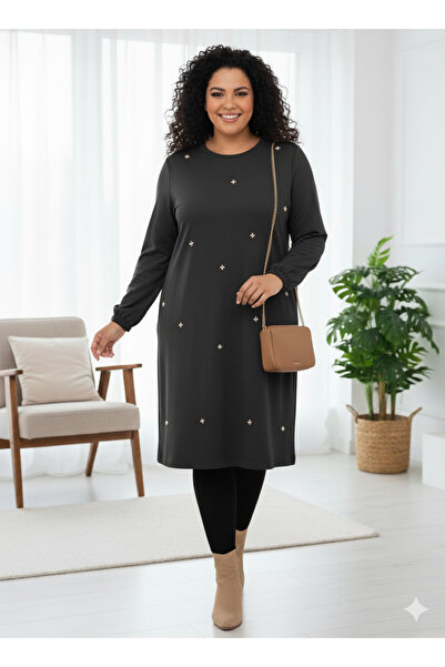 wishne BONCUK DETAYLI BÜYÜK BEDEN TESETTÜR TUNİK