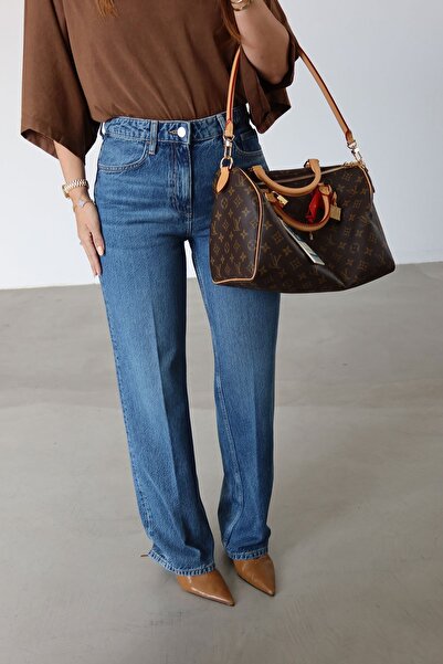 Özge Özgenç Blugi cu tăietură dreaptă cu talie înaltă