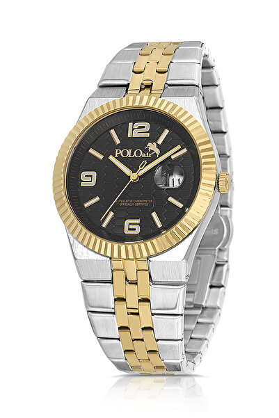 Polo Air Double Clip Lens Calendar Men's Wristwatch Silver Gold Black Color Pl-7030E8X