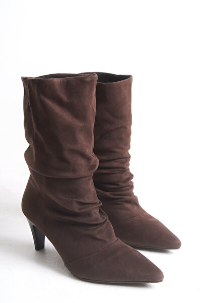 Ayakkabı Delisiyim Дамски мини обувки с ток от кафява кожа, удобна подметка против хлъзгане Zeta