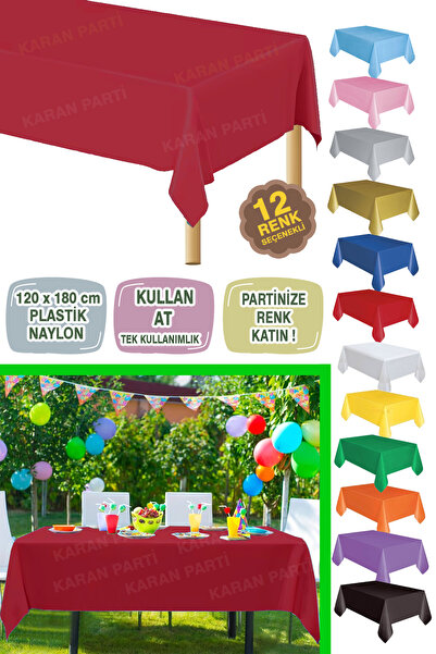 karanca parti süs Kırmızı Plastik Masa Örtüsü Kullan At 120 x 180 cm Doğum Gü...