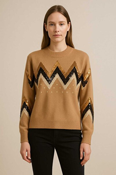 Diva Exclusive Fashion Pulover cu paiete în zig-zag – tricot elegant