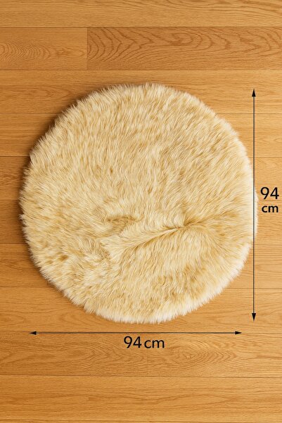 Biki Round Fluffy Rug 94×94cm – Soft Fuzzy Circle Fur Carpet for Bedroom & Living Room