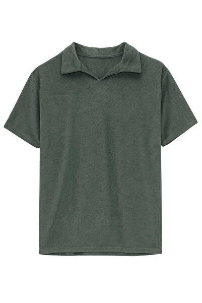 COCOPELLI Men's T-Shirt Set of 5 Oversized Polo Neck Basic Soft Textured T-Shirts Brown-Black-Khaki-Beige-Anthracite